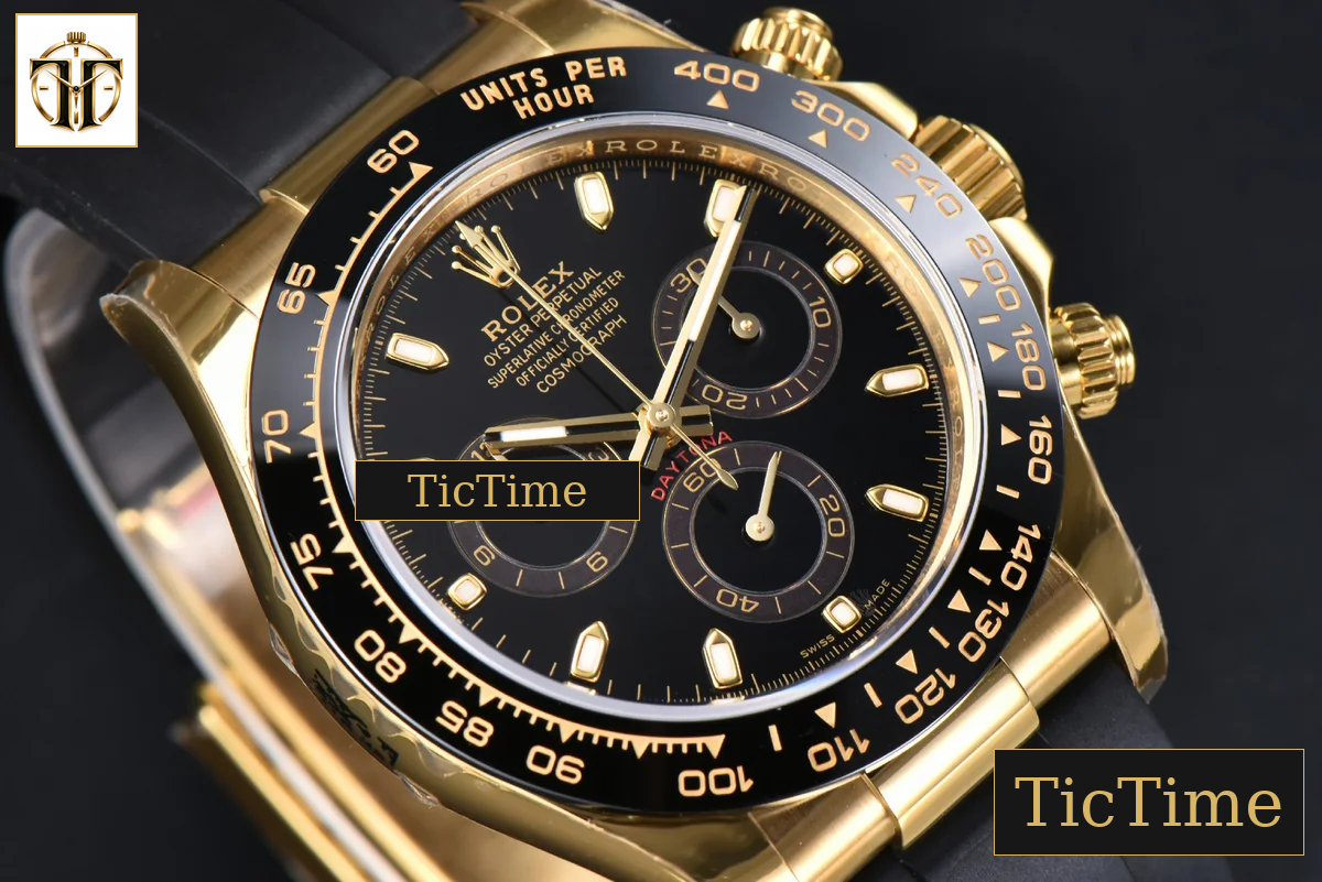 Daytona 116518 40mm APSF YG Black Dial Ceramic Bezel Lume Marker Oysterflex Strap Tungsten Version SH4130 — foto 15