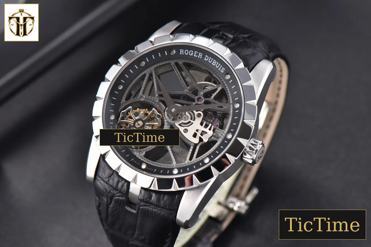 Excalibur 45mm JBF SS Black Crown Skeleton Dial Black Croc Leather Strap Tourbillon A2136 — foto 4