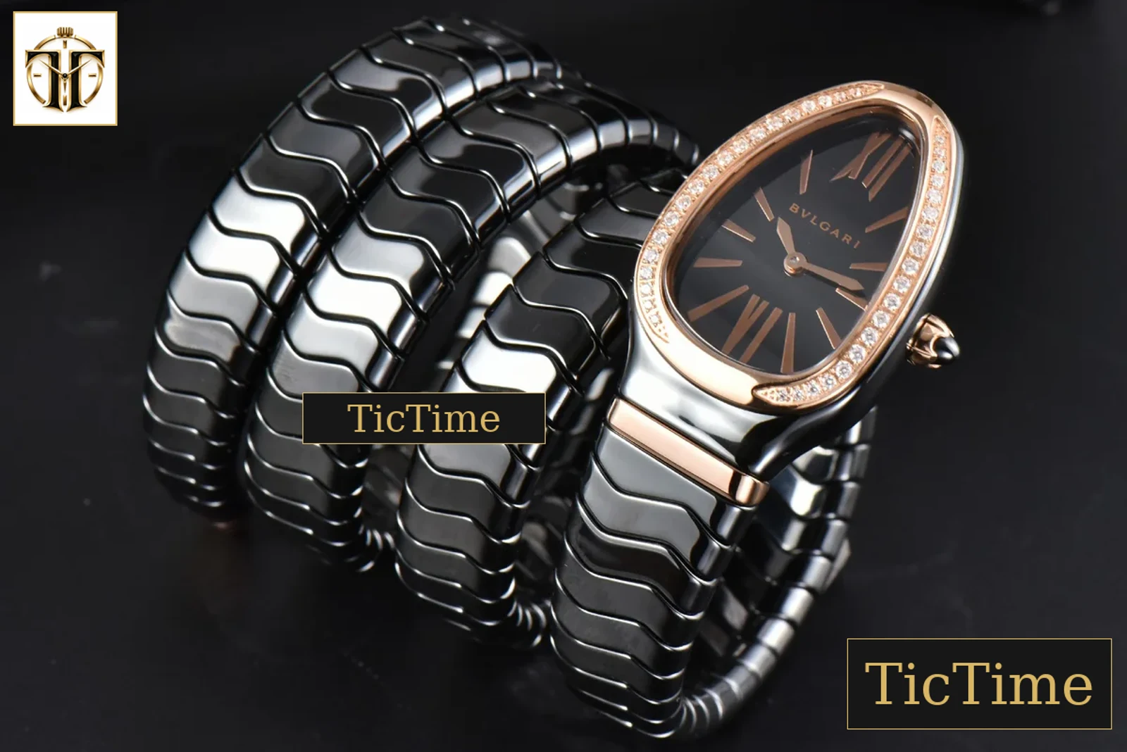 Serpenti Spiga 35mm BVF RG Polycyclic Black Ceramic Black Dial Diamond Bezel Quartz — foto 8