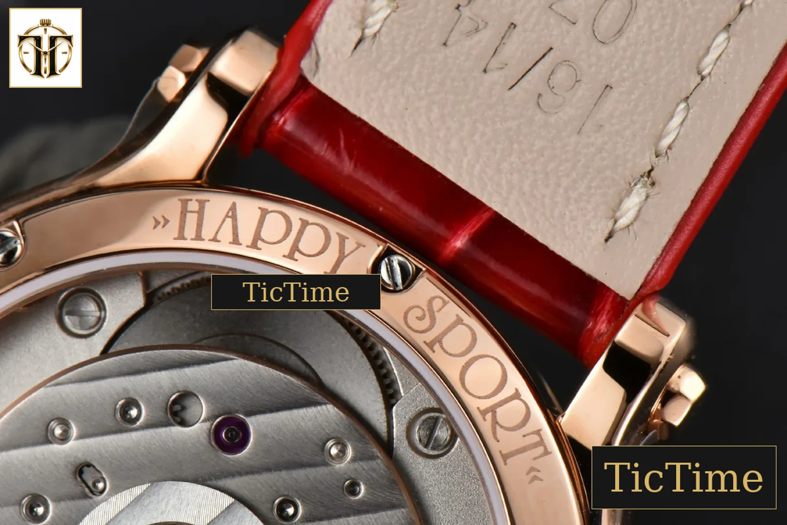 Happy Sport Automatic 33mm HWF RG White Dial Red Leather Strap A2892 — foto 27