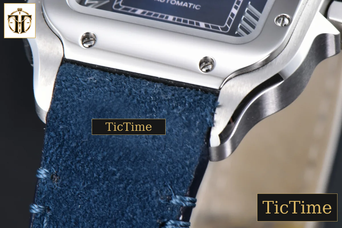 Santos de Cartier Medium 35mm AF SS Blue Dial Blue Leather Strap Miyota 9015 — foto 8