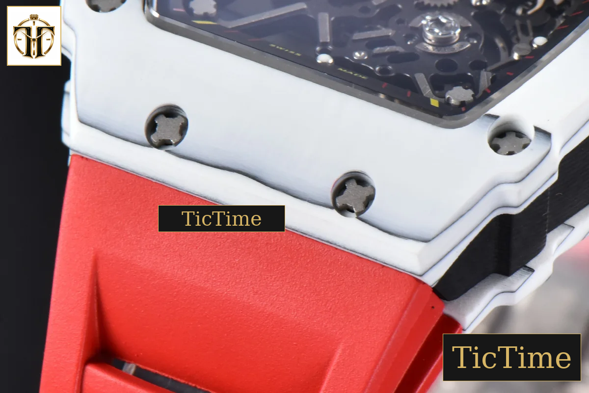 RM035-02 42mm T+F White Forged Carbon Black Skeleton Dial Red Crown Red Rubber Strap RMUL2 — foto 11