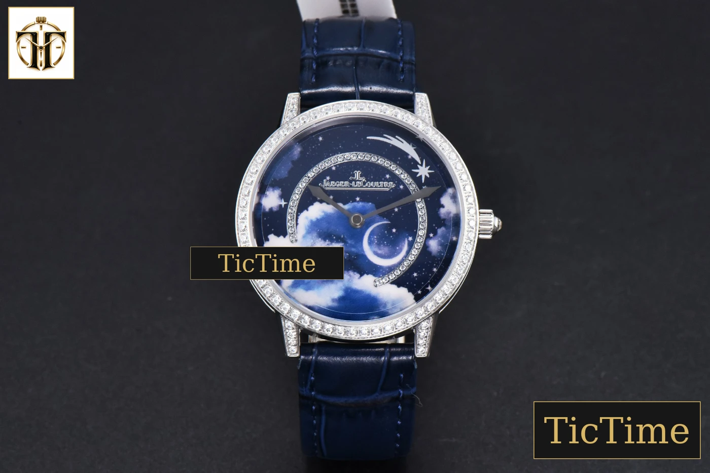 Vista frontal — Rendez-Vous 36mm KZF SS Diamond Sky Blue Dial Blue Leather Strap 9015