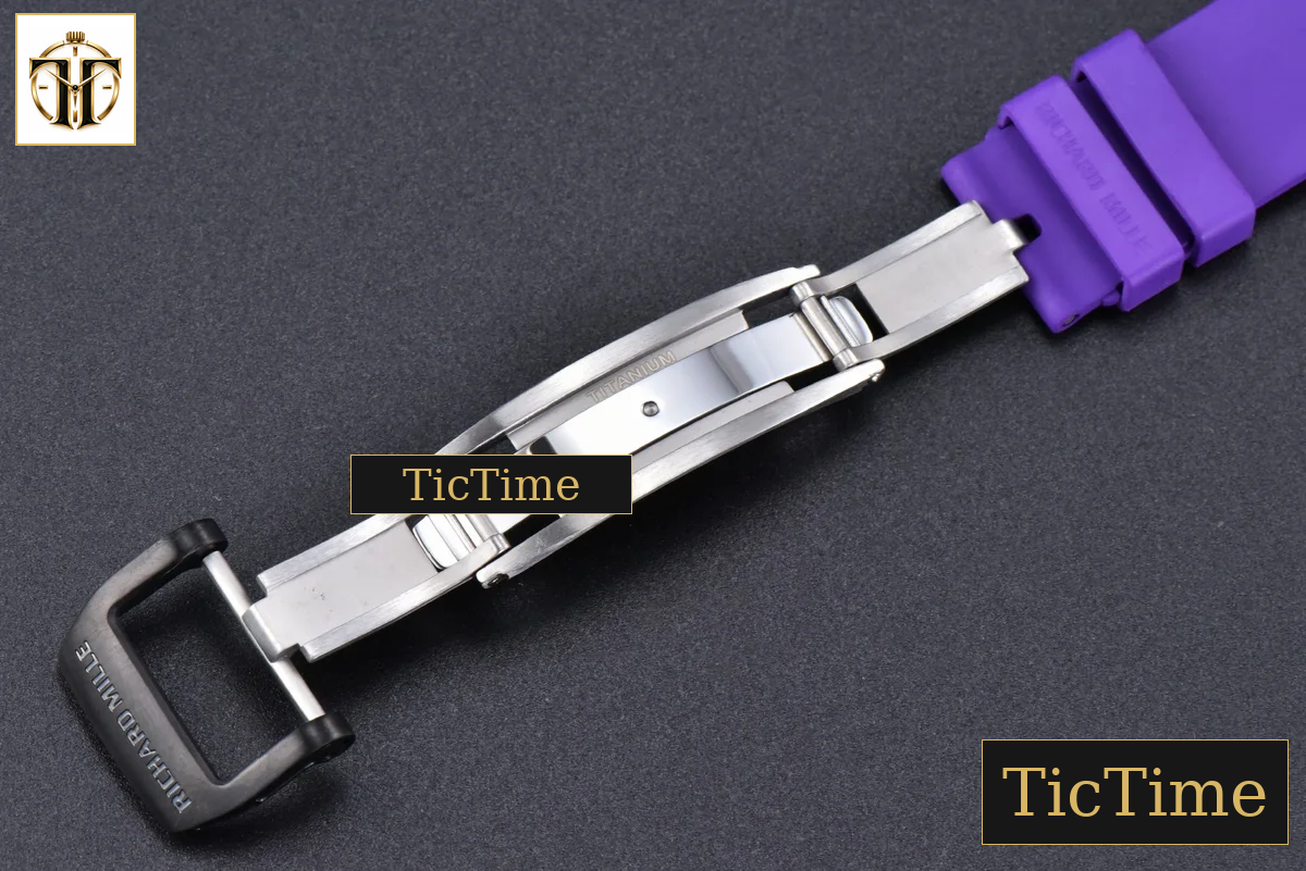 RM035-02 42mm T+F Black Forged Carbon Skeleton Dial Green Crown Purple Rubber Strap RMUL2 — foto 18