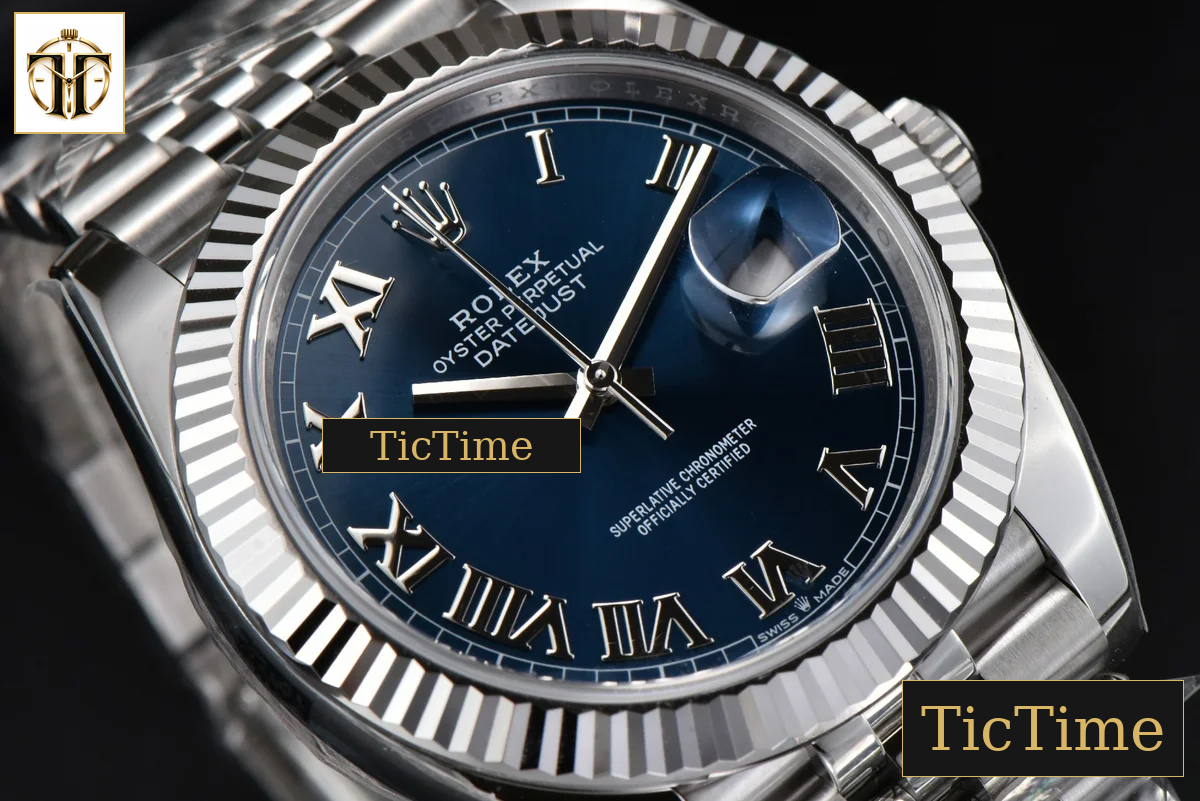 DateJust 904L Fluted Bezel 126334 41mm ARF Blue Dial Roma Marker Jubilee Bracelet 2824 — foto 13