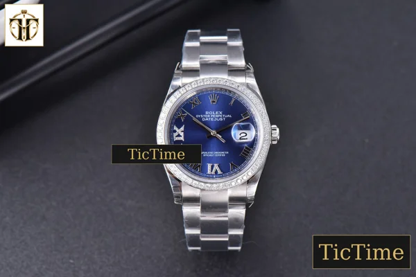 Foto frontal — DateJust 36mm EWF SS Blue Dial Diamond Roma Marker Diamond Bezel Oyster Bracelet A3235