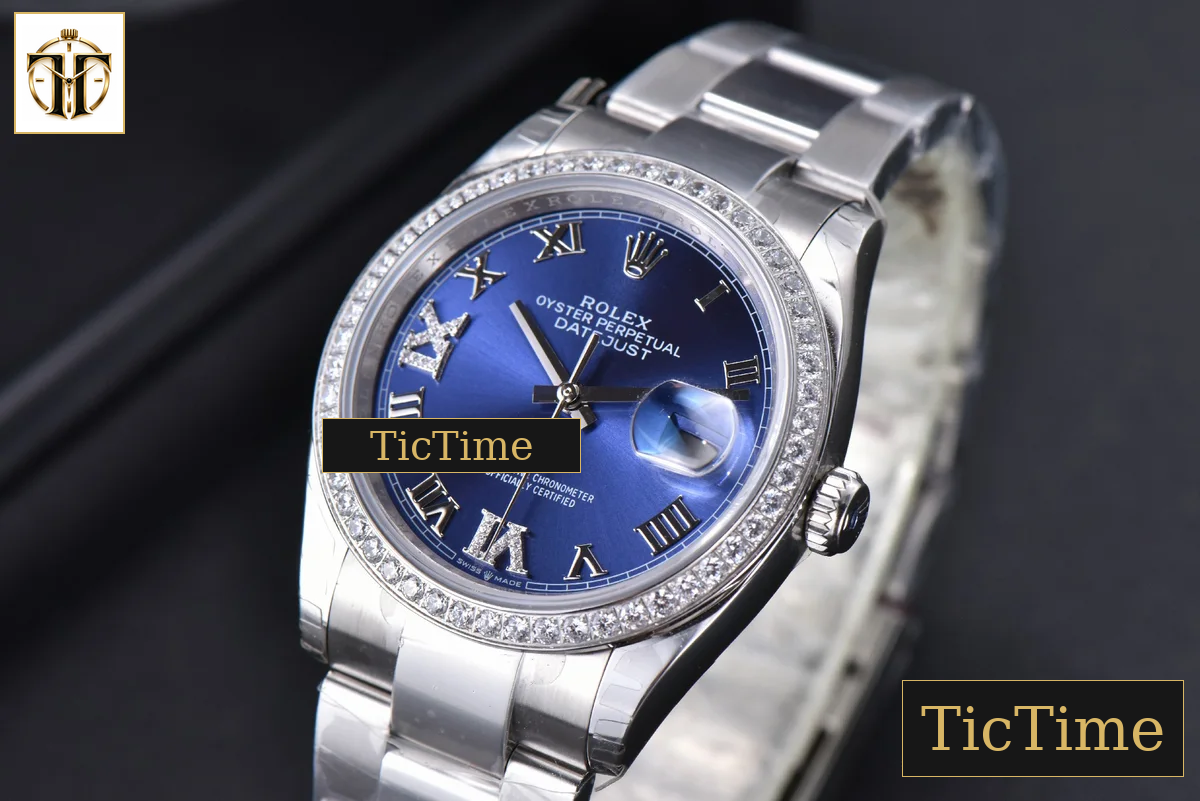 DateJust 36mm EWF SS Blue Dial Diamond Roma Marker Diamond Bezel Oyster Bracelet A3235 — foto 5