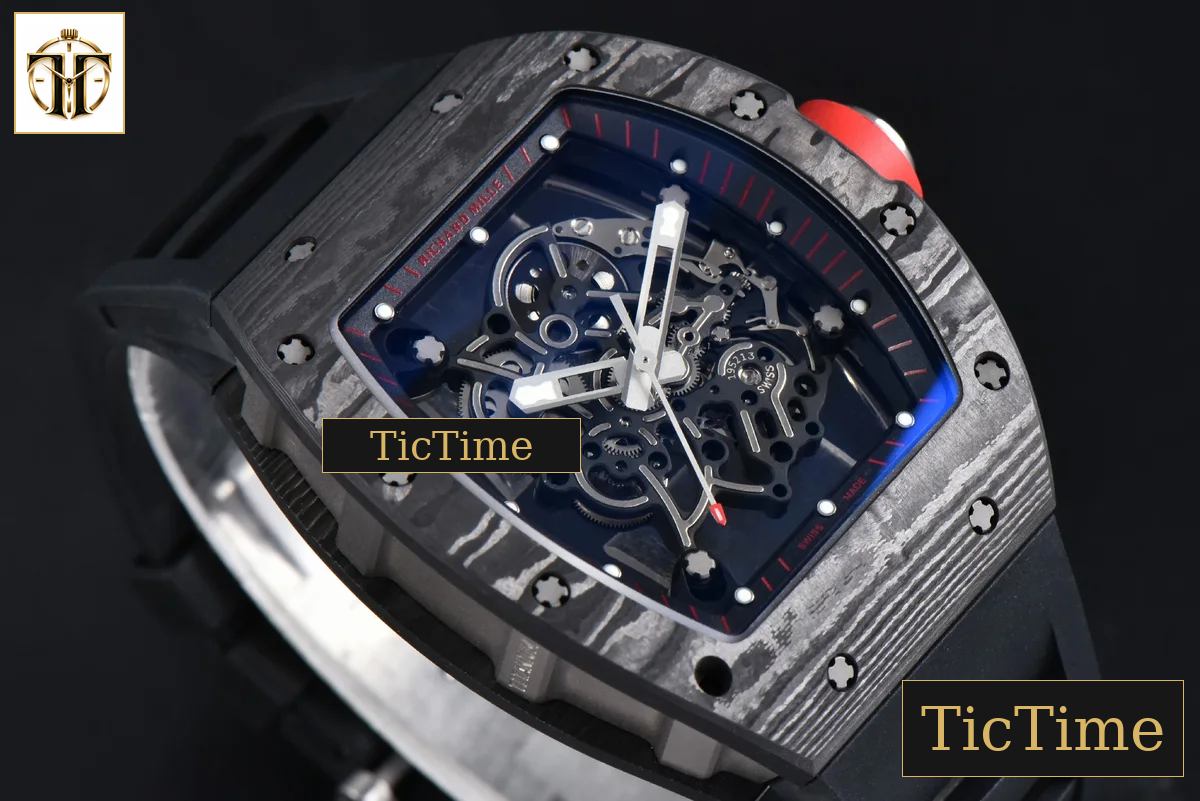 RM055 42.7mm APSF Black Skeleton Dial Black Bezel Red Crown Black Rubber Strap RMUL2 — foto 13