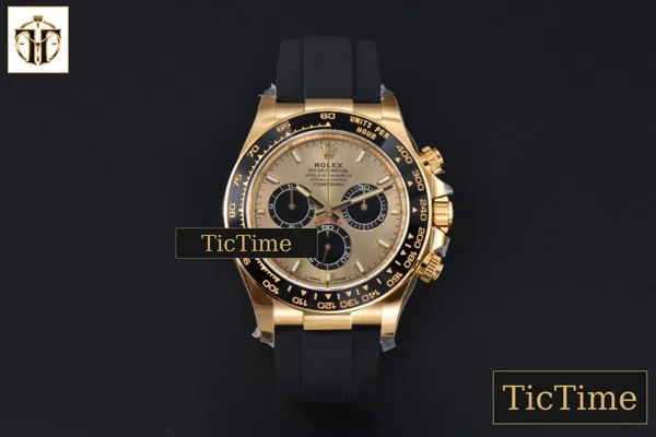 Foto frontal — Daytona 126518 40mm Clean Factory YG 904L YG Dial Black Bezel Oysterflex Strap DD4131