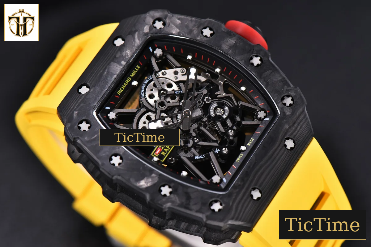 RM035-02 KVF Skeleton Dial Red Yellow Rubber Strap V3 Miyota8215 — foto 12