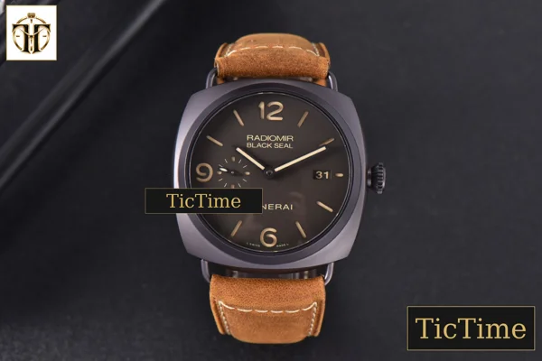 Foto frontal — Radiomir PAM505 45mm VSF Black Seal Brown Dial Leather Strap P9000