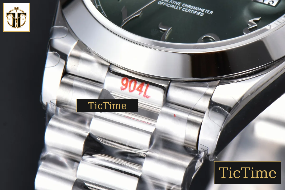 DayDate 904L Smooth Oliva 40mm GMF Green Arabic Dial President Bracelet A2836 — foto 12