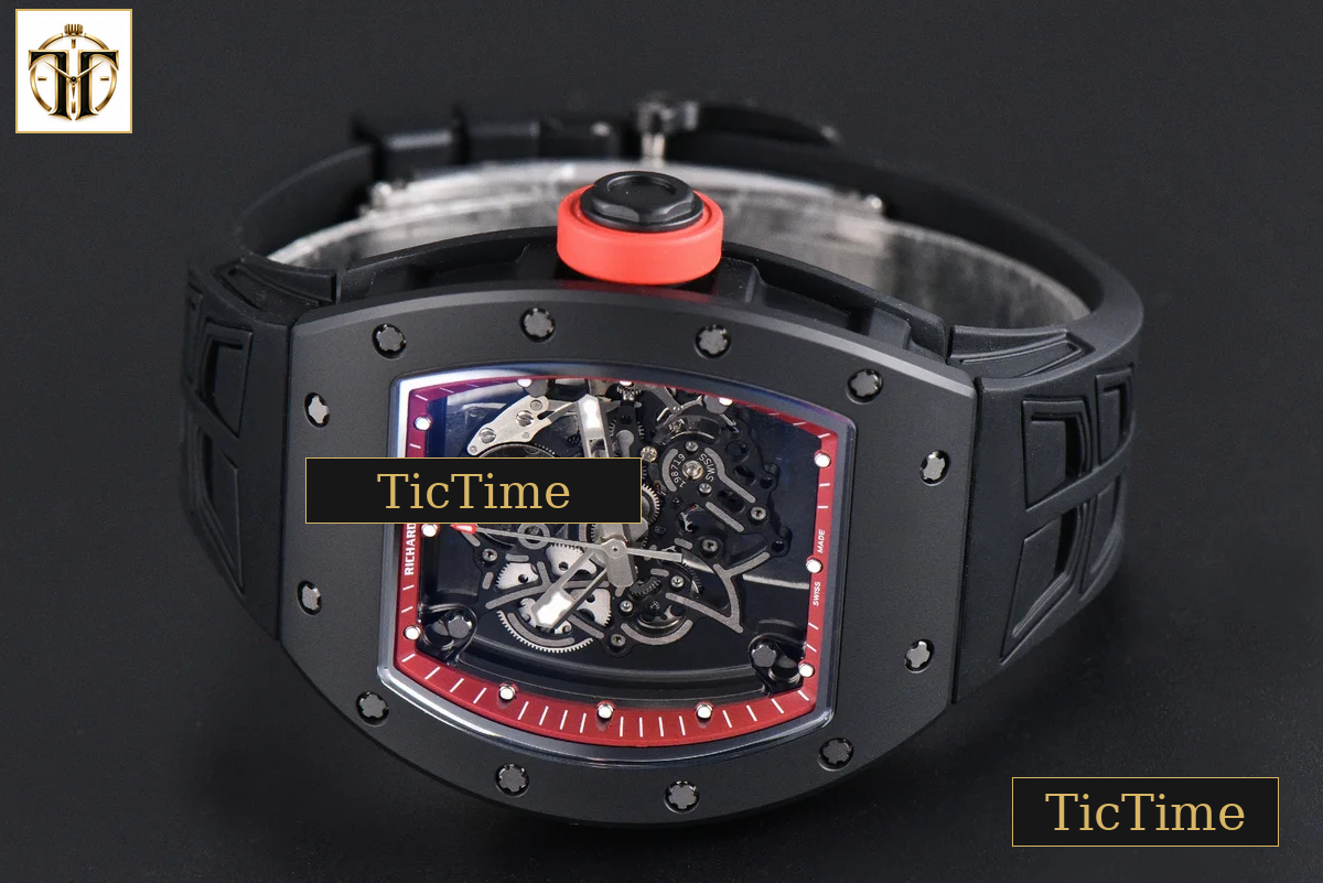 RM055 42.7mm ZF Ceramic Black Bezel Red Skeleton Dial Red Crown Black Rubber Strap RMUL2 — foto 15