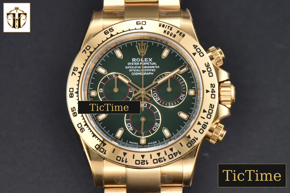 Daytona 116508 40mm Clean Factory YG 904L Green Dial YG Bracelet SA4130 — foto 2