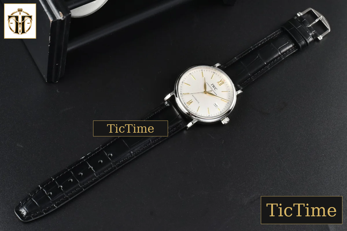 Portofino Automatic 40mm ZF White Dial YG Hands Black Croc Strap A9019 — foto 12