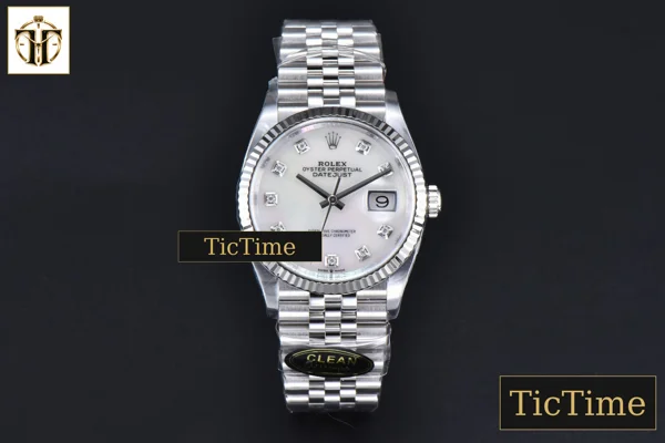 Foto frontal — DateJust 126234 36mm Clean Factory MOP Dial Diamond Marker Jubilee Bracelet VR3235