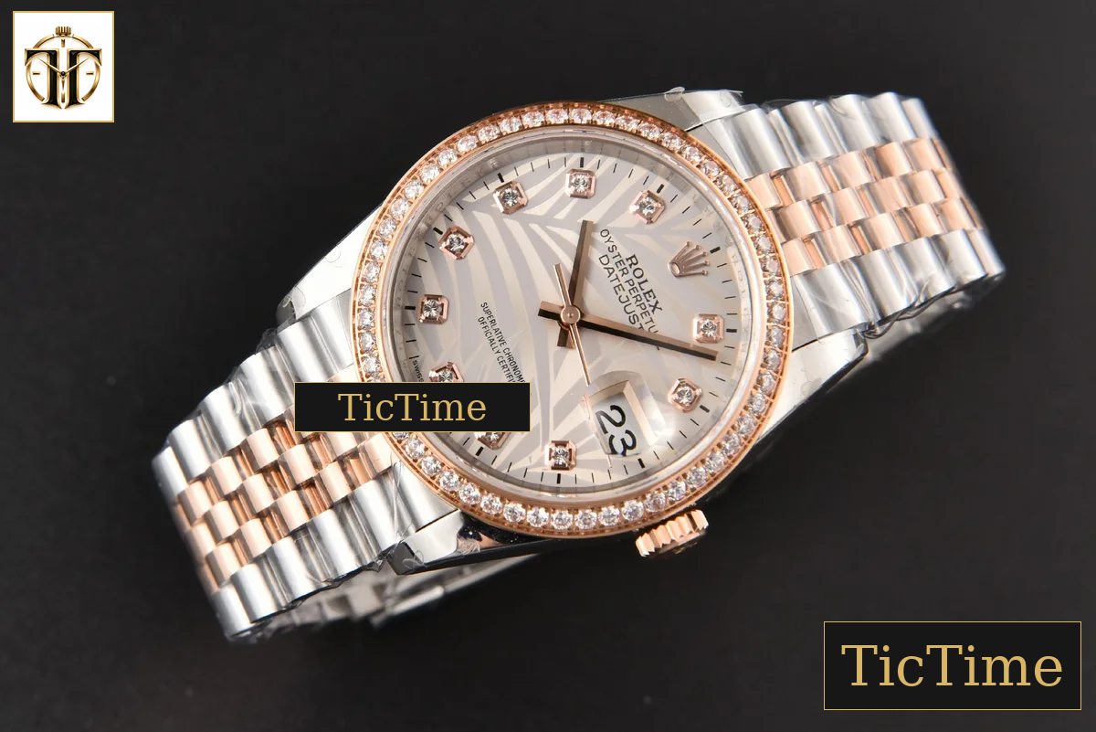 DateJust 36mm BPF RG/SS Diamond Silver Plam Dial Diamond Marker Jubilee Bracelet 2824 — foto 14