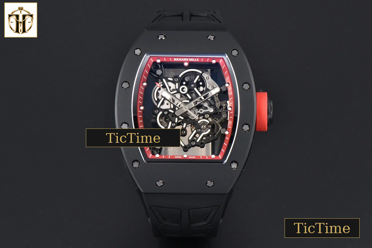 RM055 42.7mm ZF Ceramic Black Bezel Red Skeleton Dial Red Crown Black Rubber Strap RMUL2 — foto 2