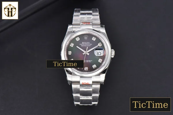 Foto frontal — DateJust 36mm GMF SS Smooth Bezel Gray MOP Dial Diamond Marker Oyster Bracelet VR3235