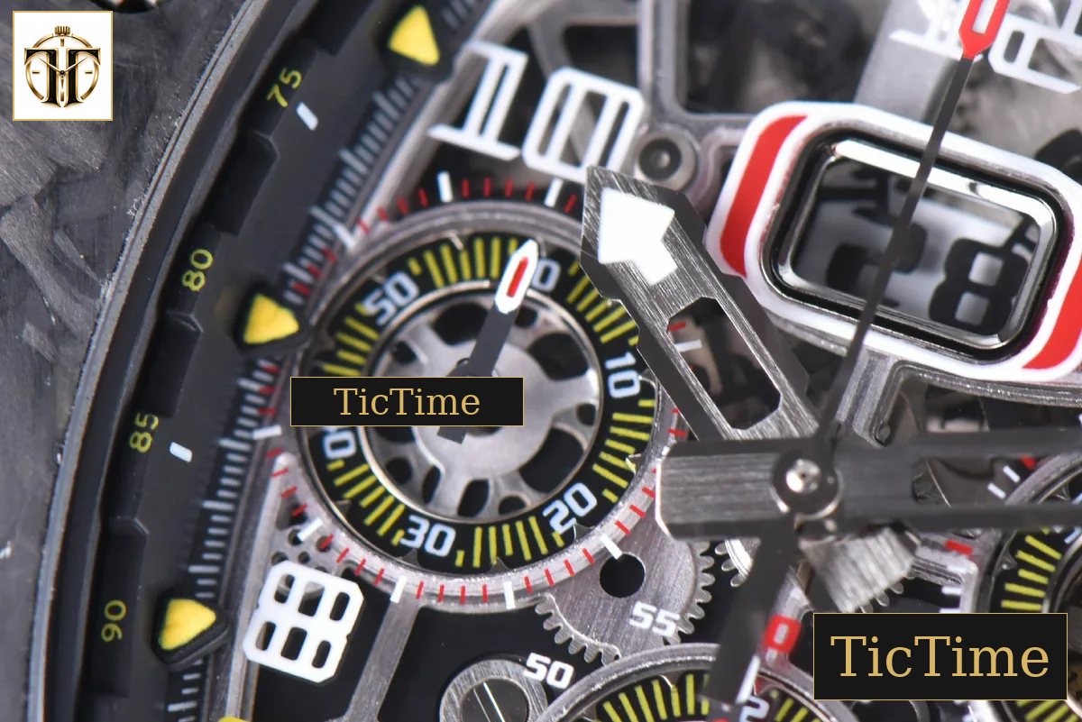 NTPT Chrono RM011 KVF Skeleton Dial Black Crown Red Rubber Strap V2 A7750 — foto 6