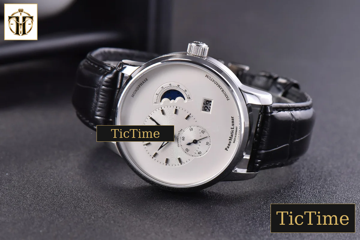 PanoMatic Lunar 40mm TZF White Dial Black Leather Strap A23J — foto 24