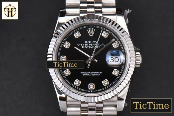 Foto frontal — DateJust 36mm GMF SS Black Dial Diamond Marker Jubilee Bracelet VR3235