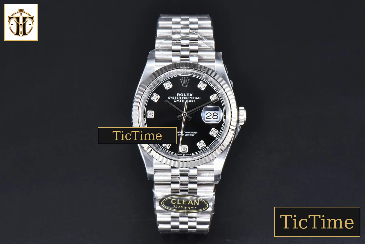 DateJust 126234 36mm Clean Factory Black Dial Diamond Marker Jubilee Bracelet VR3235 — foto 2