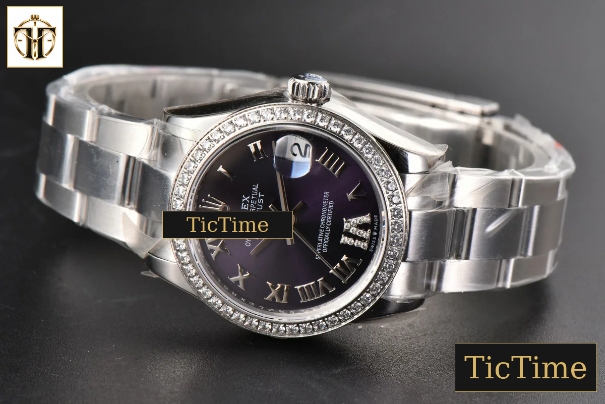 DateJust Ladies 904L 31mm WF Diamond Purple Dial Diamond Roma Marker Oyster Bracelet A2671 — foto 16