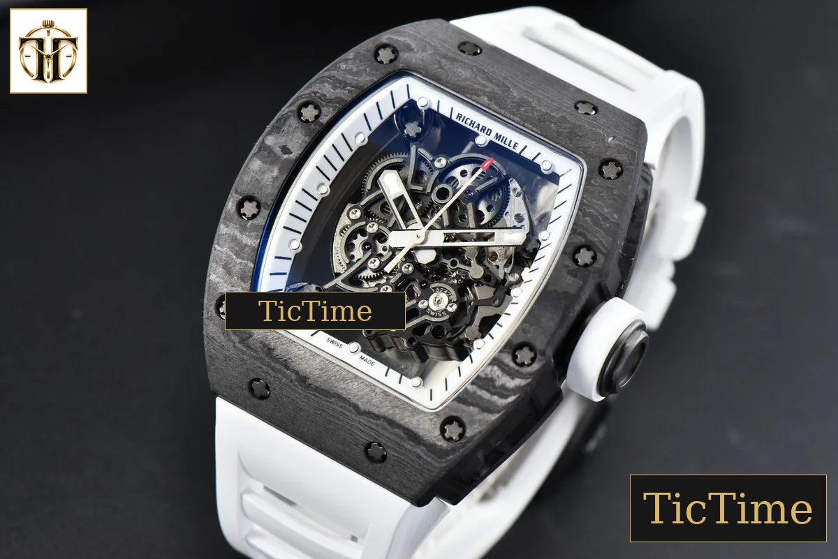 Bubba Watson RM055 42.7mm ZF Black NTPT White Skeleton Dial White Rubber Strap V6 NH05 — foto 4