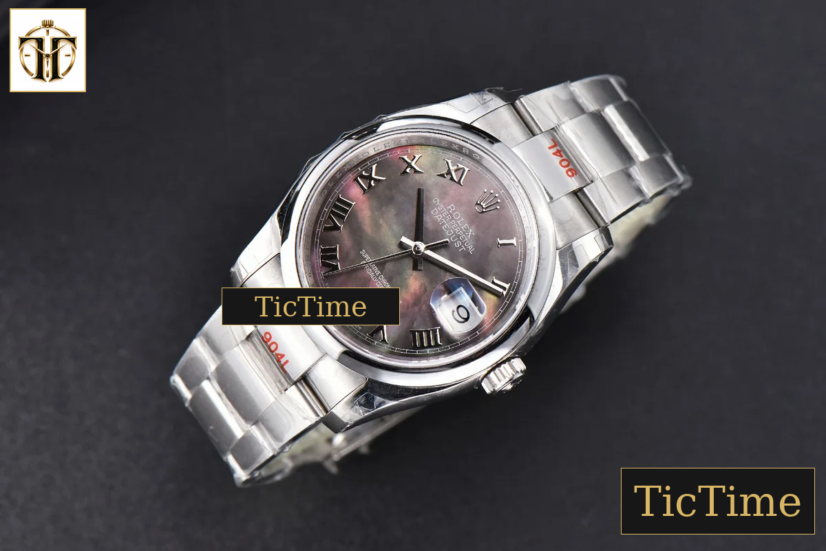 DateJust 36mm GMF SS Smooth Bezel Gray MOP Dial Roma Marker Oyster Bracelet VR3235 — foto 3