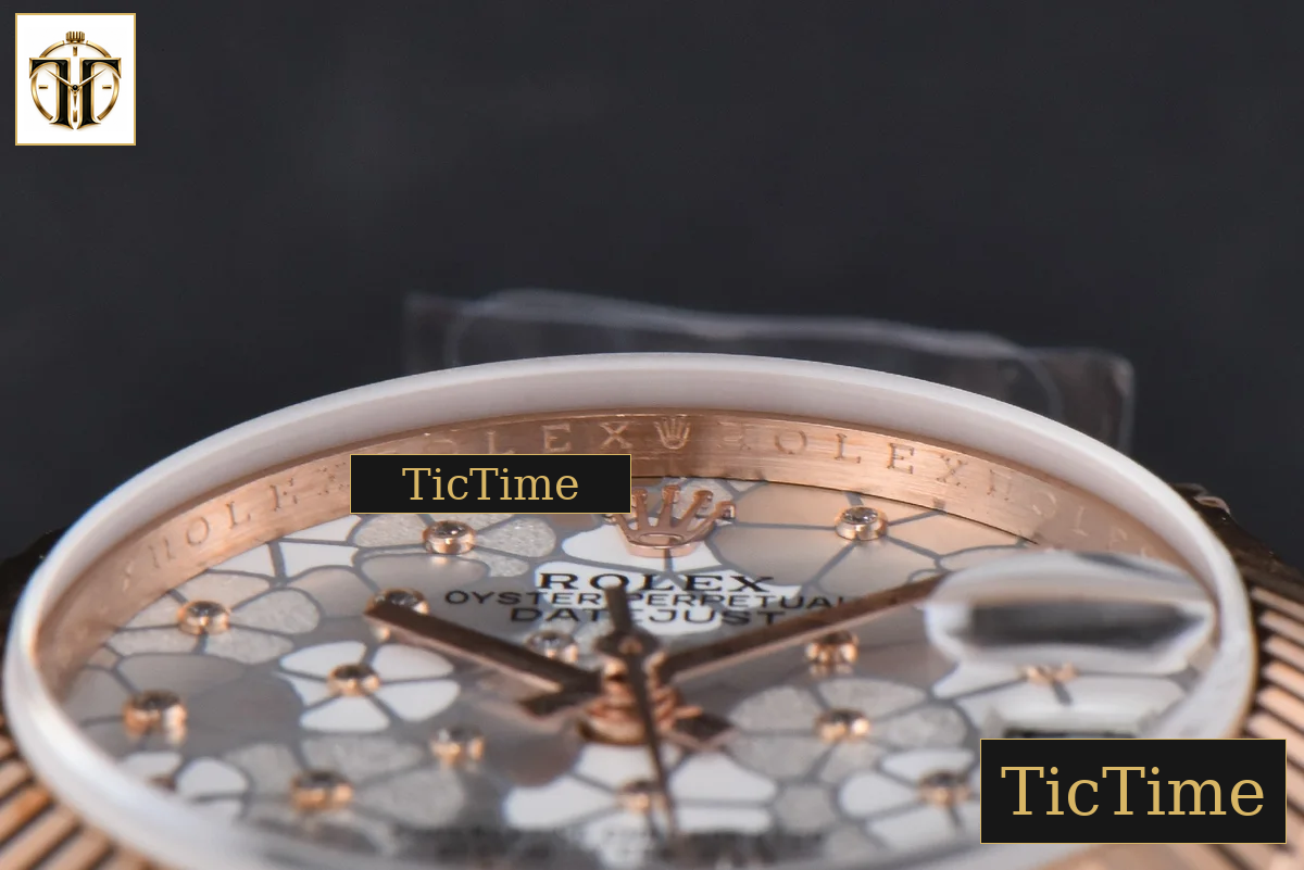 DateJust 904L 31mm GMF RG Fluted Bezel Silver Flowers Dial President Bracelet A2824 — foto 14