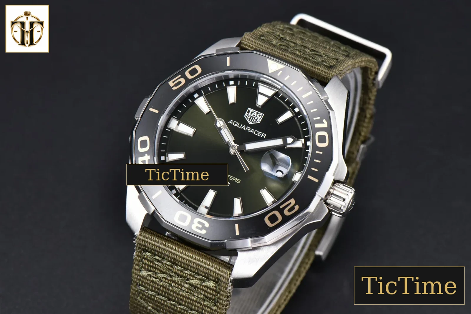 Aquaracer 300M 41mm OF Black Dial Green Nylon Strap SW200 — foto 4