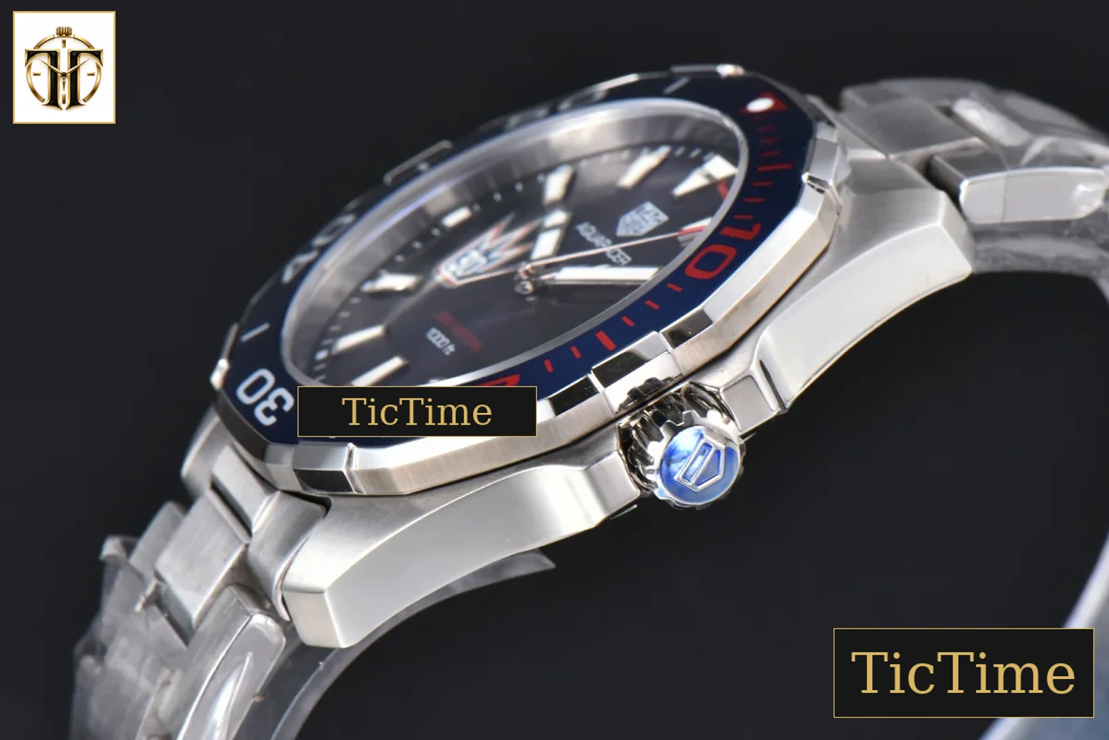 Aquaracer 300M 41mm OF Blue/Red Bezel Purple Dial SS Bracelet SW200 — foto 12