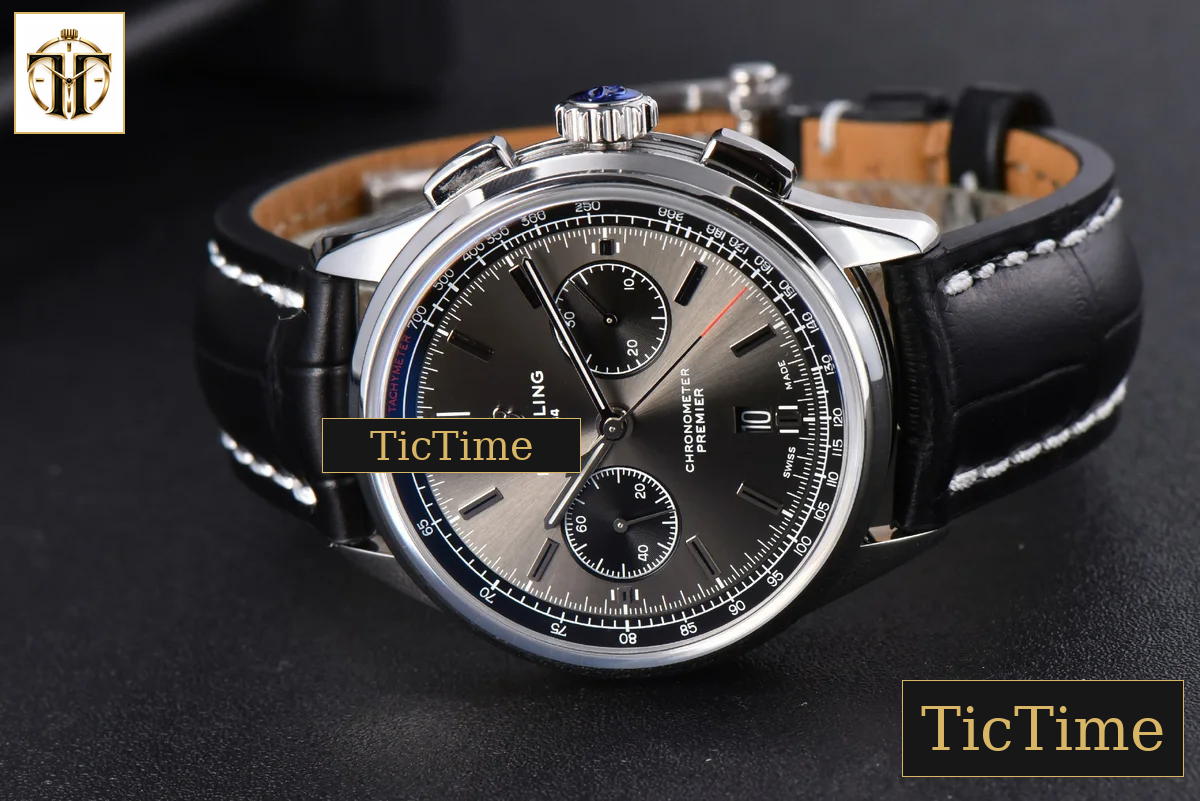 Premier B01 Chrono 42mm GF Gray Dial Black Leather Strap A7750 — foto 14