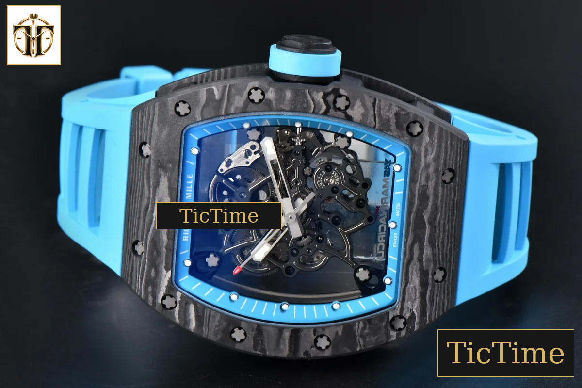 NTPT RM055 42.7mm APSF Blue Skeleton Dial Black Bezel Blue Crown Blue Rubber Strap RMUL2 — foto 14