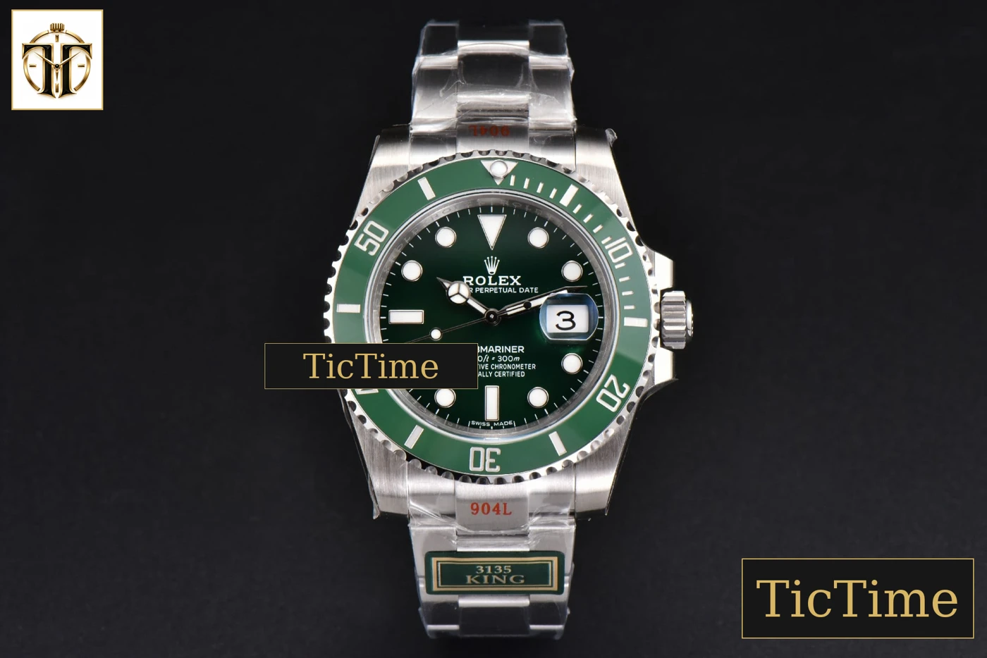 Vista frontal — Submariner LV 40m 116610 40.5mm King Factory Green Ceramic Green Dial SS Bracelet VS3135