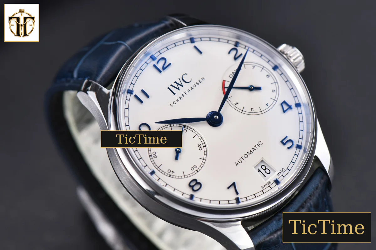 Portuguese PR IW500107 42mm ZF White Dial Blue Marker Blue Leather Strap A51011 — foto 10