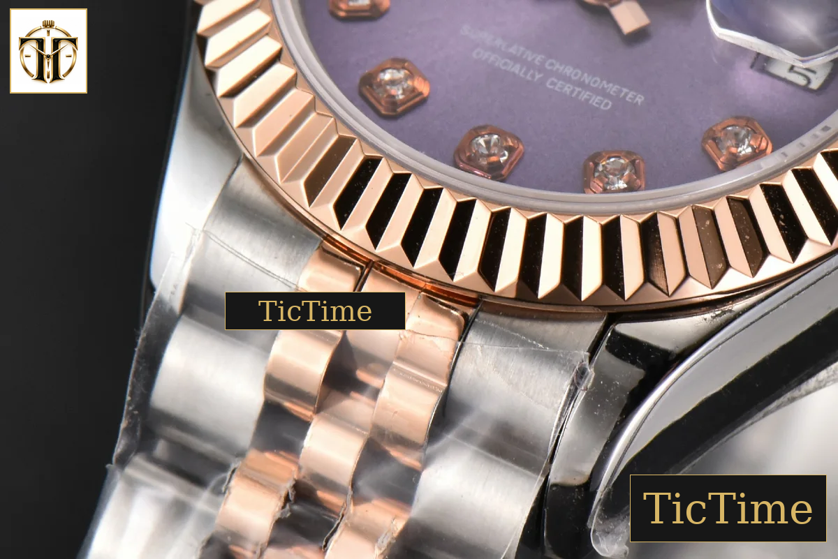 DateJust Ladies 28mm WF RG/SS Purple Dial Diamond Marker Jubilee Bracelet A2236 — foto 11
