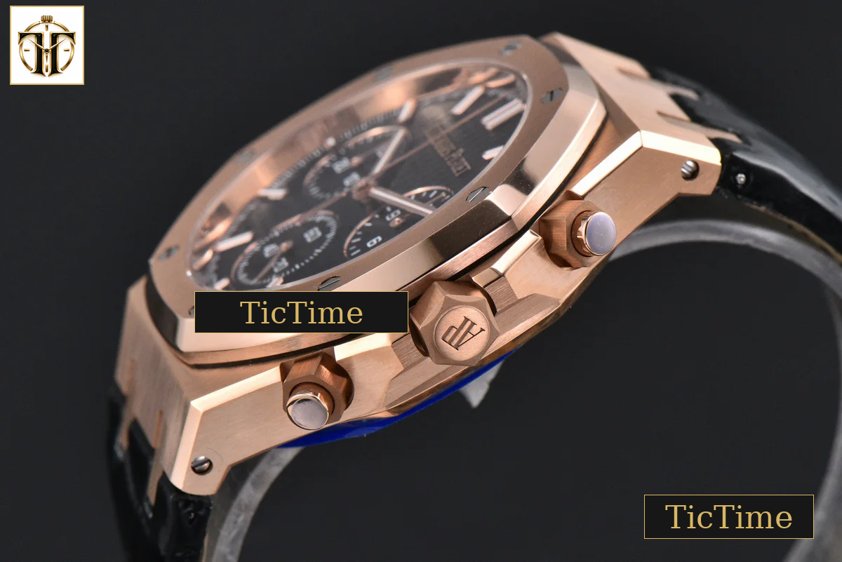 Royal Oak Chronograph 26240 41mm APSF RG Black Checkered Dial Black Subdial Black Leather Strap V2 SH4401 — foto 13