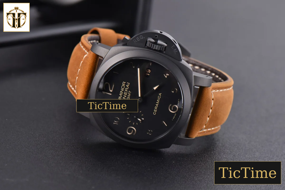 Luminor 1950 GMT PAM441 44mm VSF Ceramic 3 Days Black DIal Leather Strap P9001 — foto 10