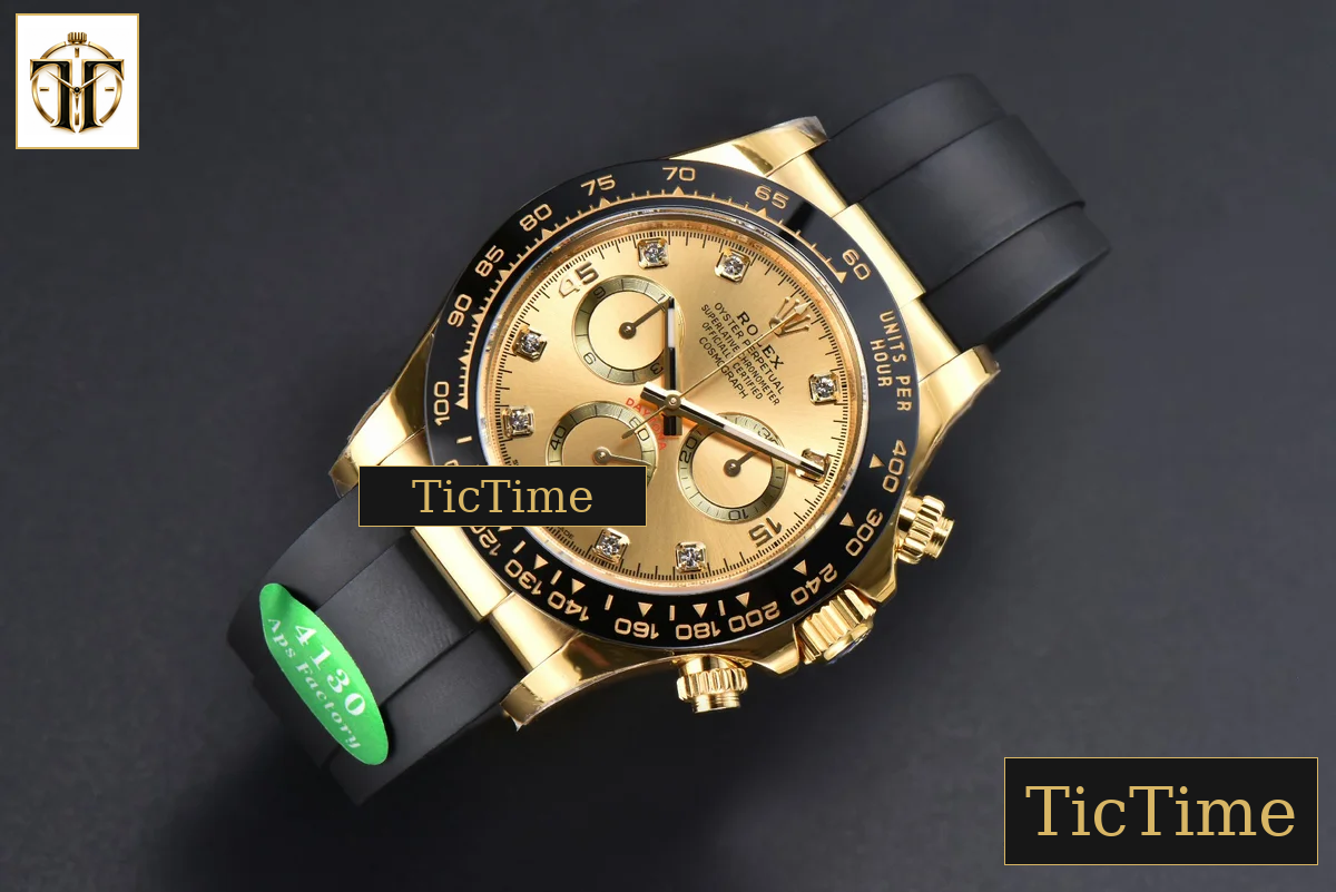 Daytona 116518 40mm APSF YG YG Dial Ceramic Bezel Diamond Marker Oysterflex Strap Tungsten Version SH4130 — foto 4