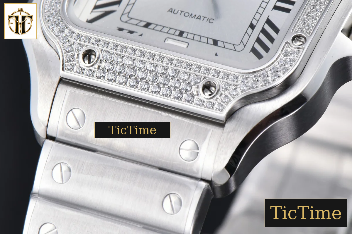 Santos de Cartier XL 40mm AF SS White Dial Diamond Bezel SS Bracelet Miyota 9015 — foto 9