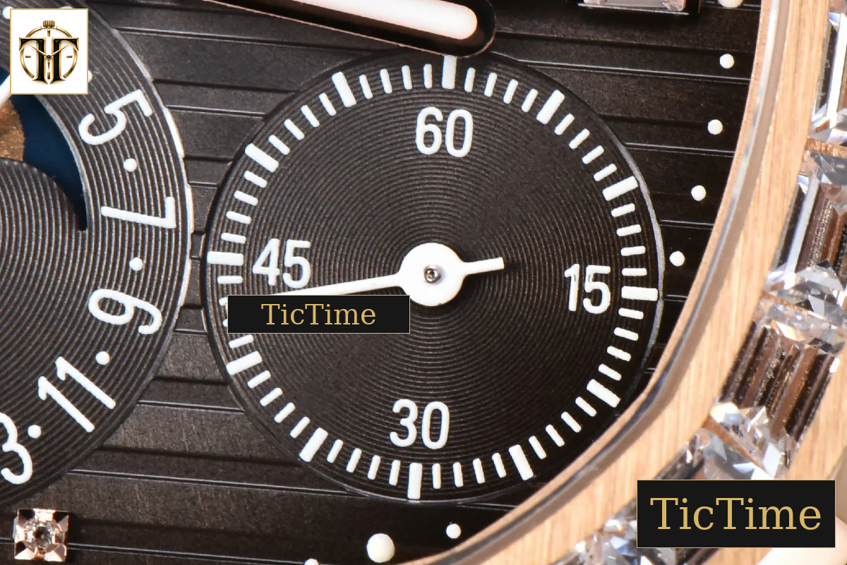 Nautilus 5712 40mm PPF RG Diamond Bezel Gray Dial Diamond Marker Moonphase Brown Leather Strap A240 — foto 7