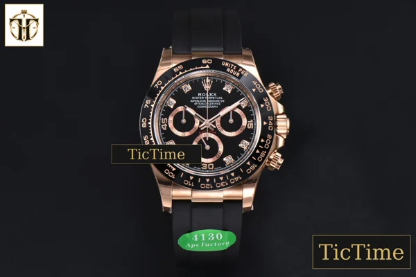 Foto frontal — Daytona 116515 APSF RG Black Dial Ceramic Bezel Diamond Marker Oysterflex Strap Tungsten Version SH4130