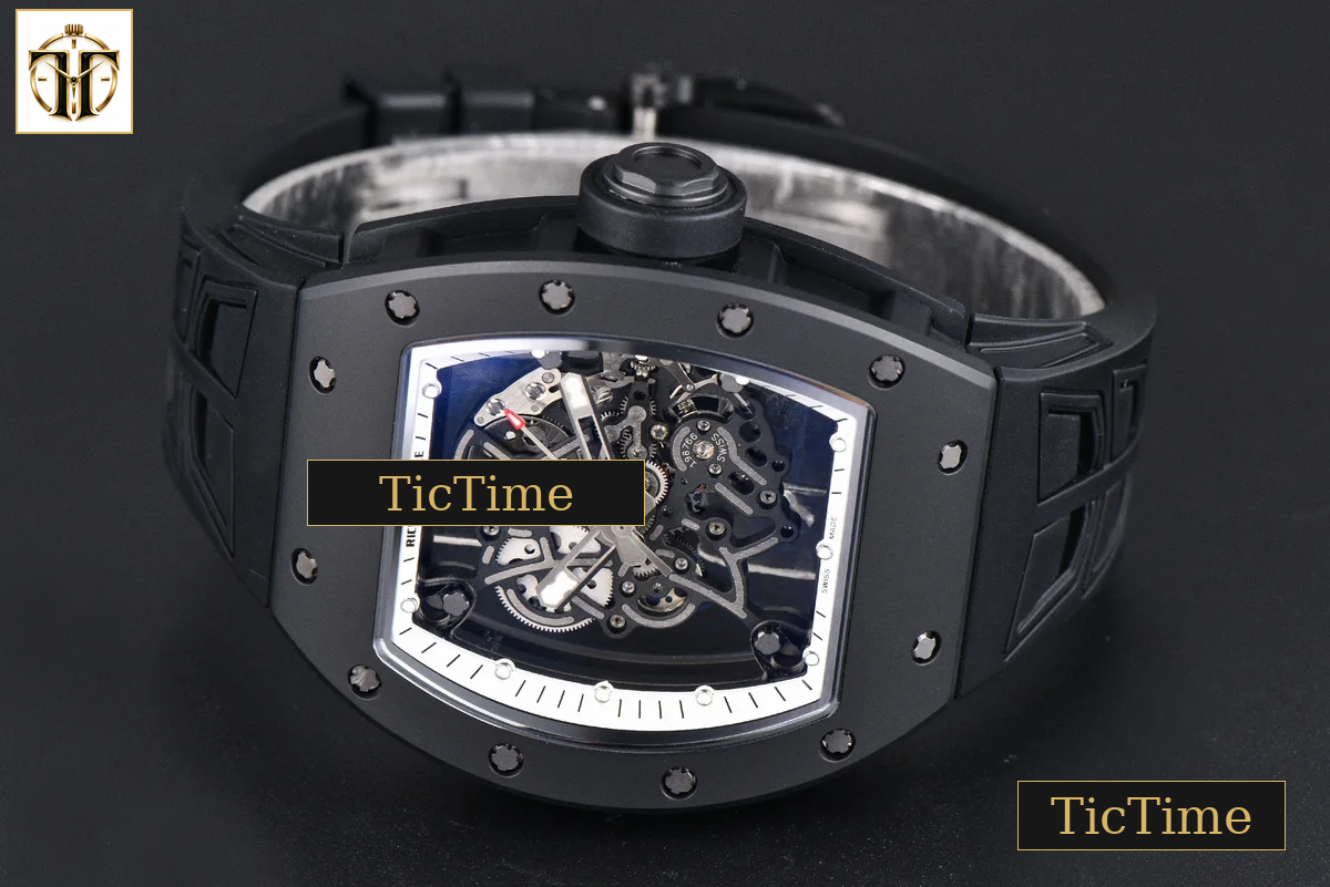 RM055 42.7mm ZF Ceramic Black Bezel White Skeleton Dial Black Crown Black Rubber Strap RMUL2 — foto 35