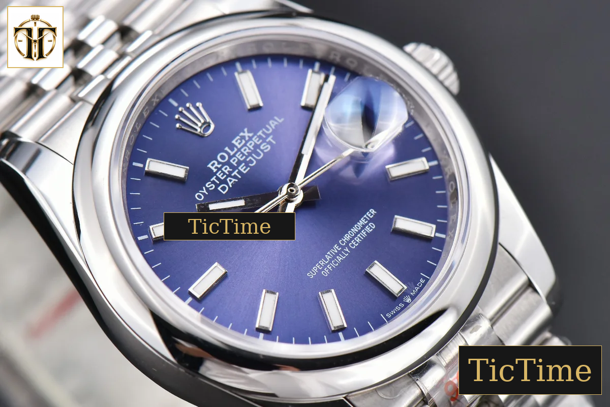 DateJust 36mm GMF SS Smooth Bezel Blue Dial Stick Marker Jubilee Bracelet VR3235 — foto 9