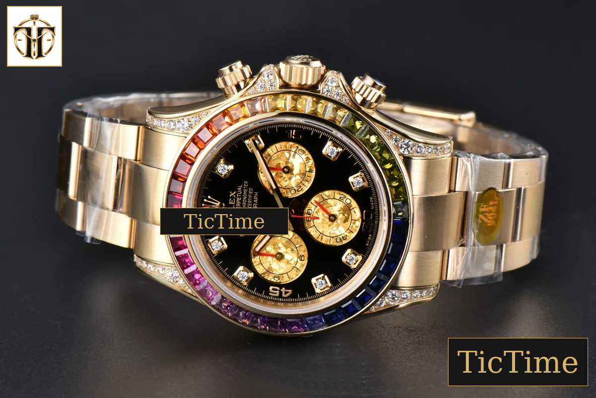 Daytona Rainbow 116598 ZF Black Diamonds Dial YG Bracelet SH4130 — foto 17