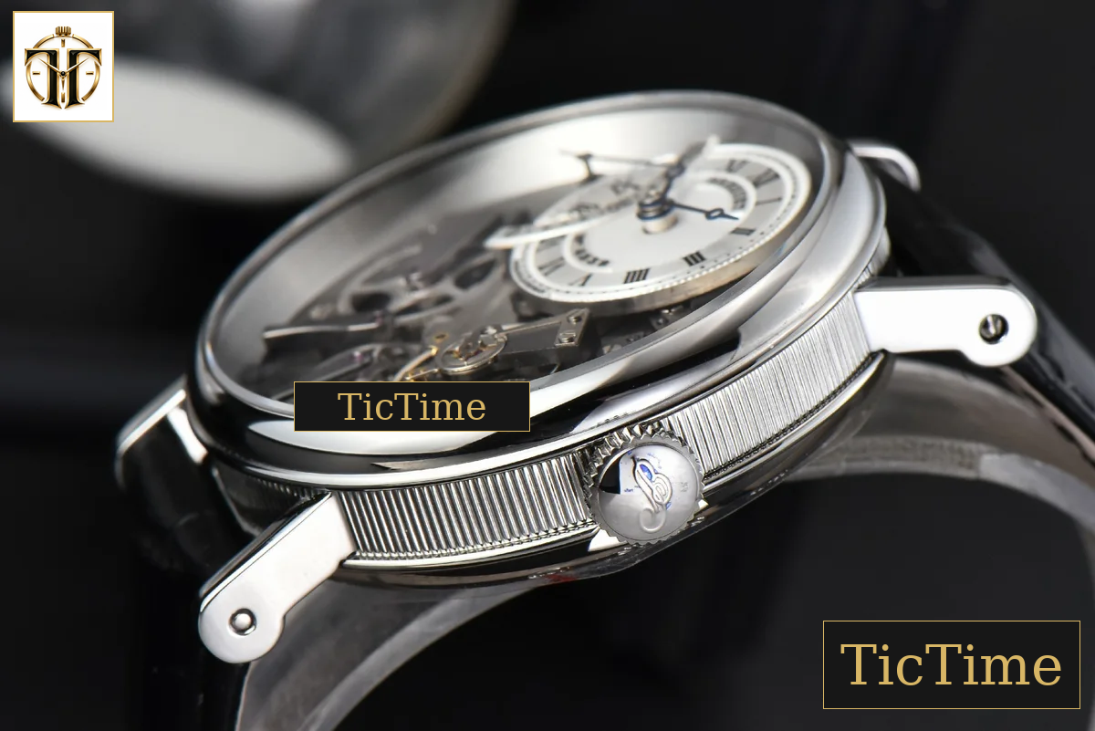 Tradition 7097BB 40mm ZF SS Gray Dial White Subdial Black Leather Strap A505 — foto 9