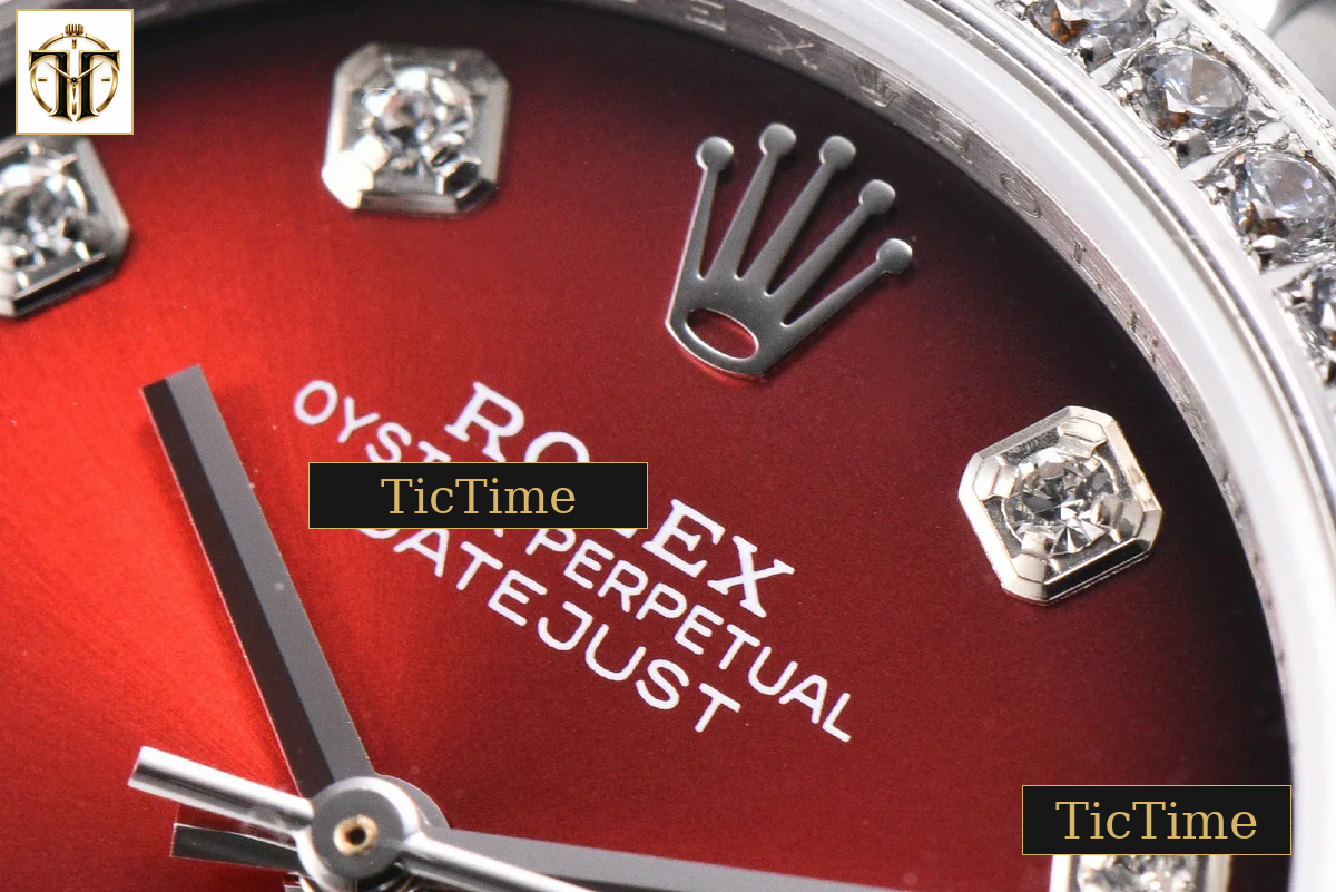 DateJust 904L 31mm GMF Diamond Bezel Red Dial Diamond Marker SS Jubilee Bracelet A2824 — foto 6