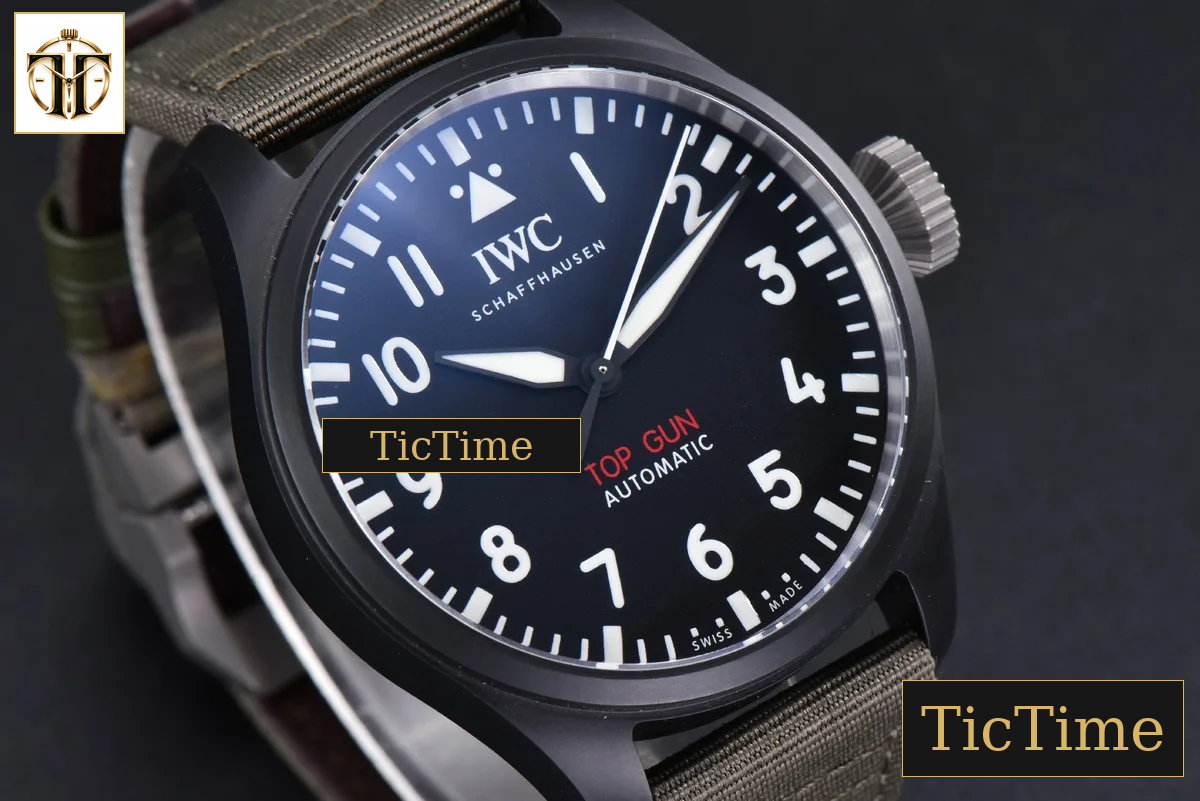 Top Gun IW326901 44mm M+F Ceramic Black Dial Green Nylon Strap A2892 — foto 10
